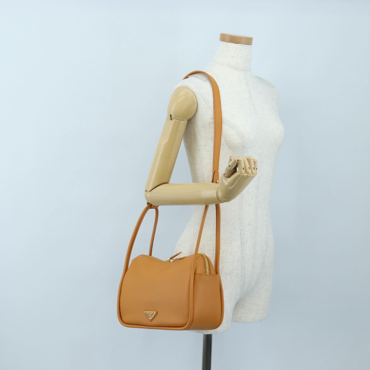 PRADA Darling Shoulder Bag Leather Beige Gold Auth 200771SAM