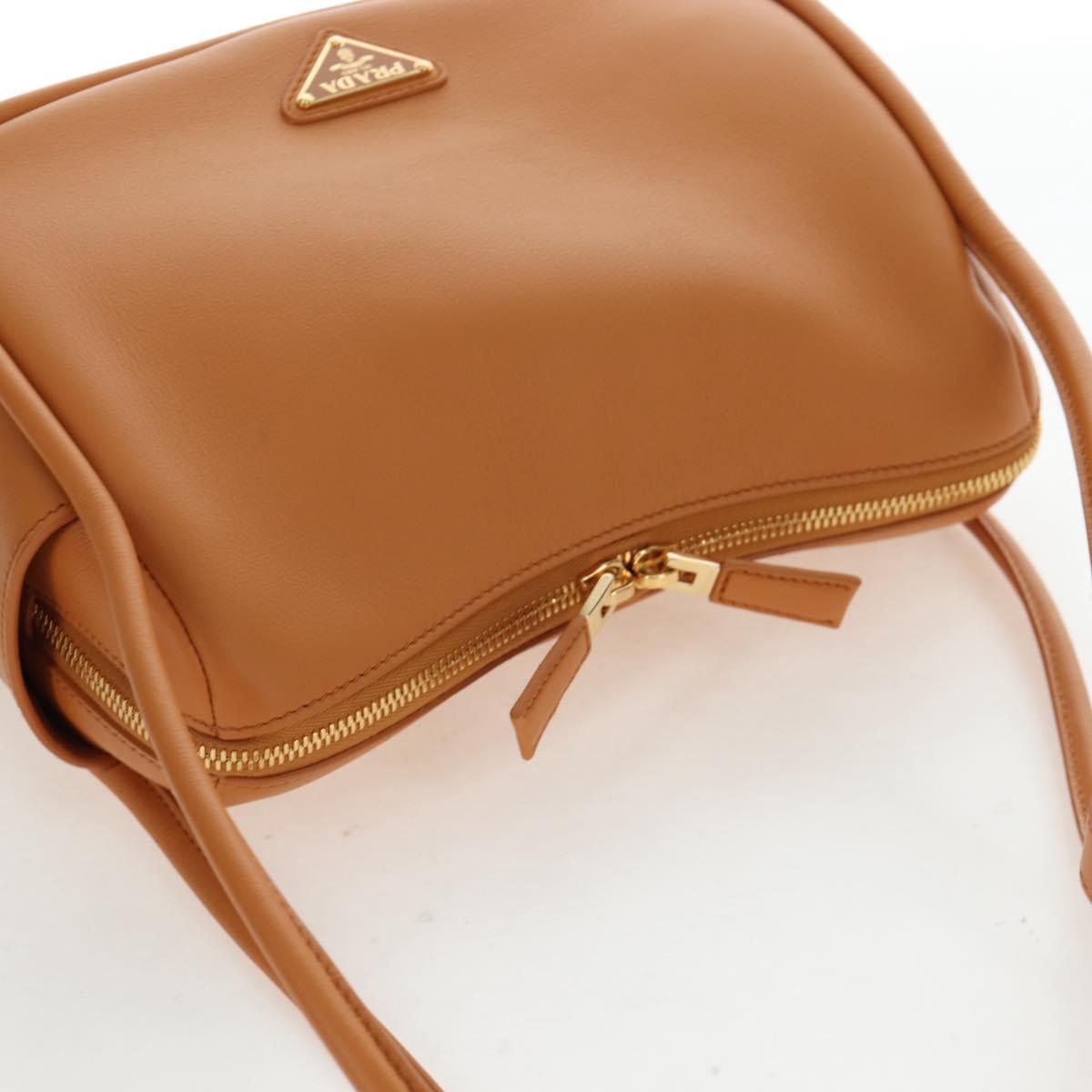 PRADA Darling Shoulder Bag Leather Beige Gold Auth 200771SAM