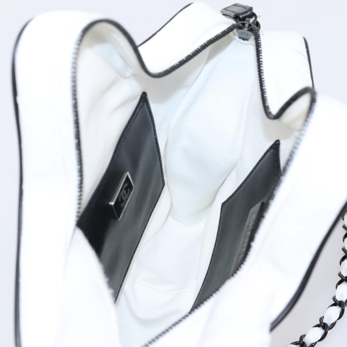 CHANEL Matelasse Chain Shoulder Bag Satin White CC Auth 200773SM