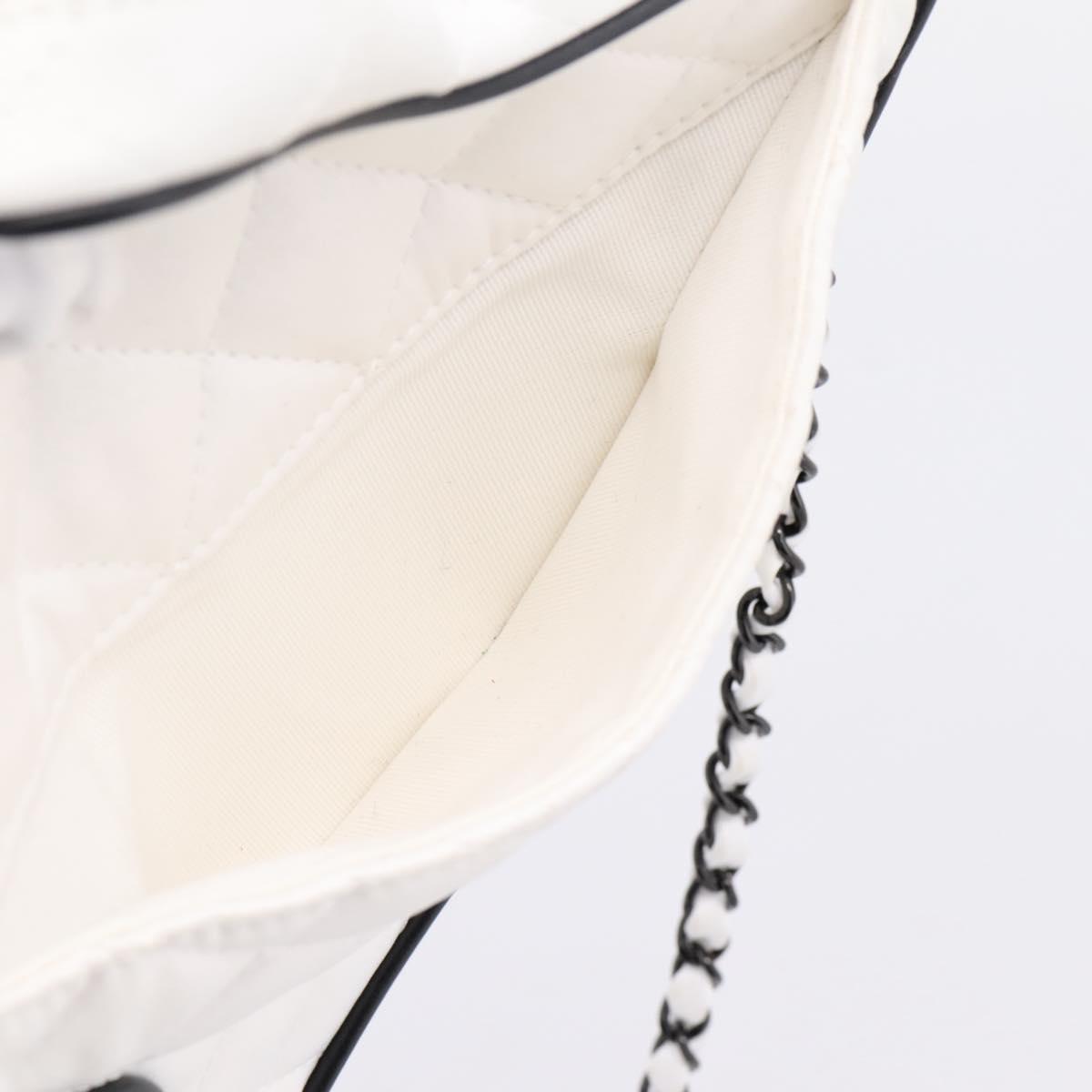 CHANEL Matelasse Chain Shoulder Bag Satin White CC Auth 200773SM