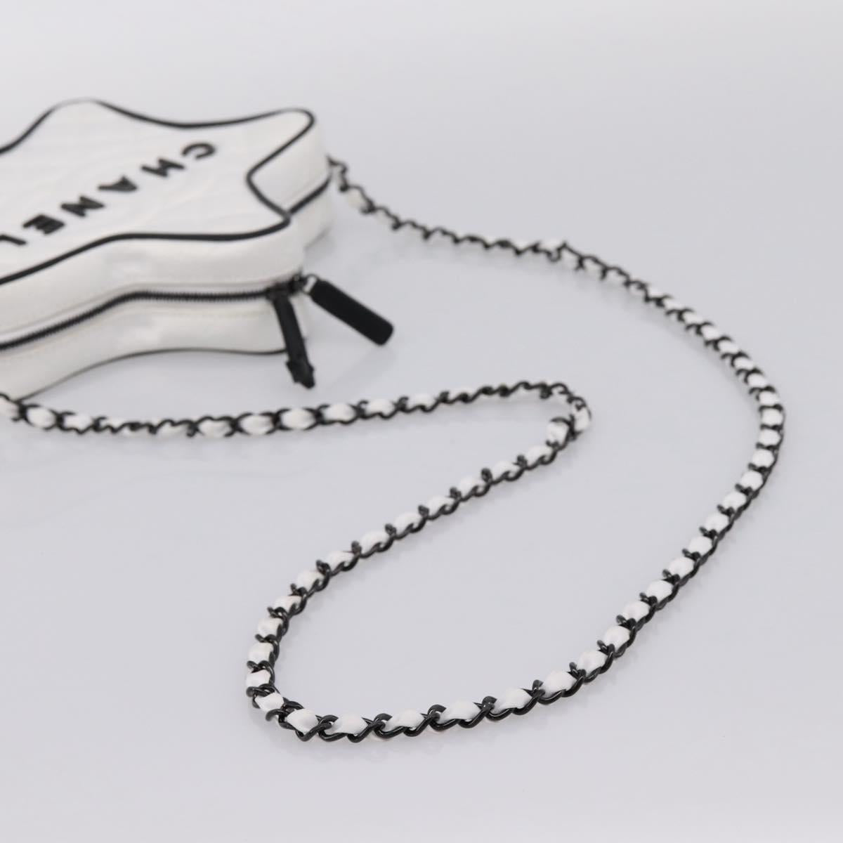 CHANEL Matelasse Chain Shoulder Bag Satin White CC Auth 200773SM