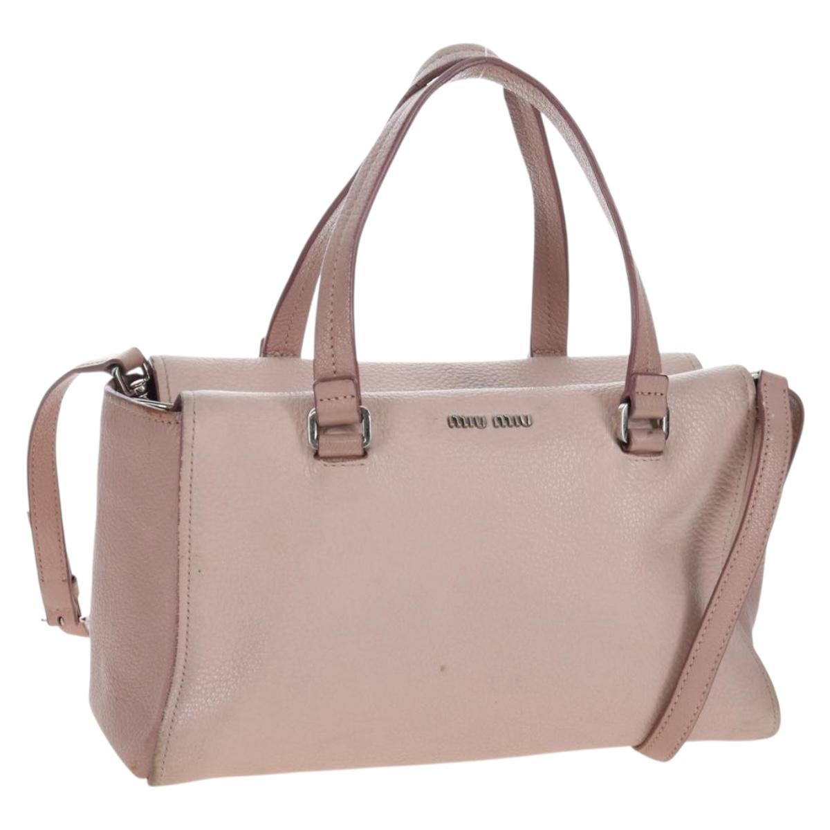 Miu Miu Vitterodino Hand Bag Leather 2way Pink Silver Auth 200774V