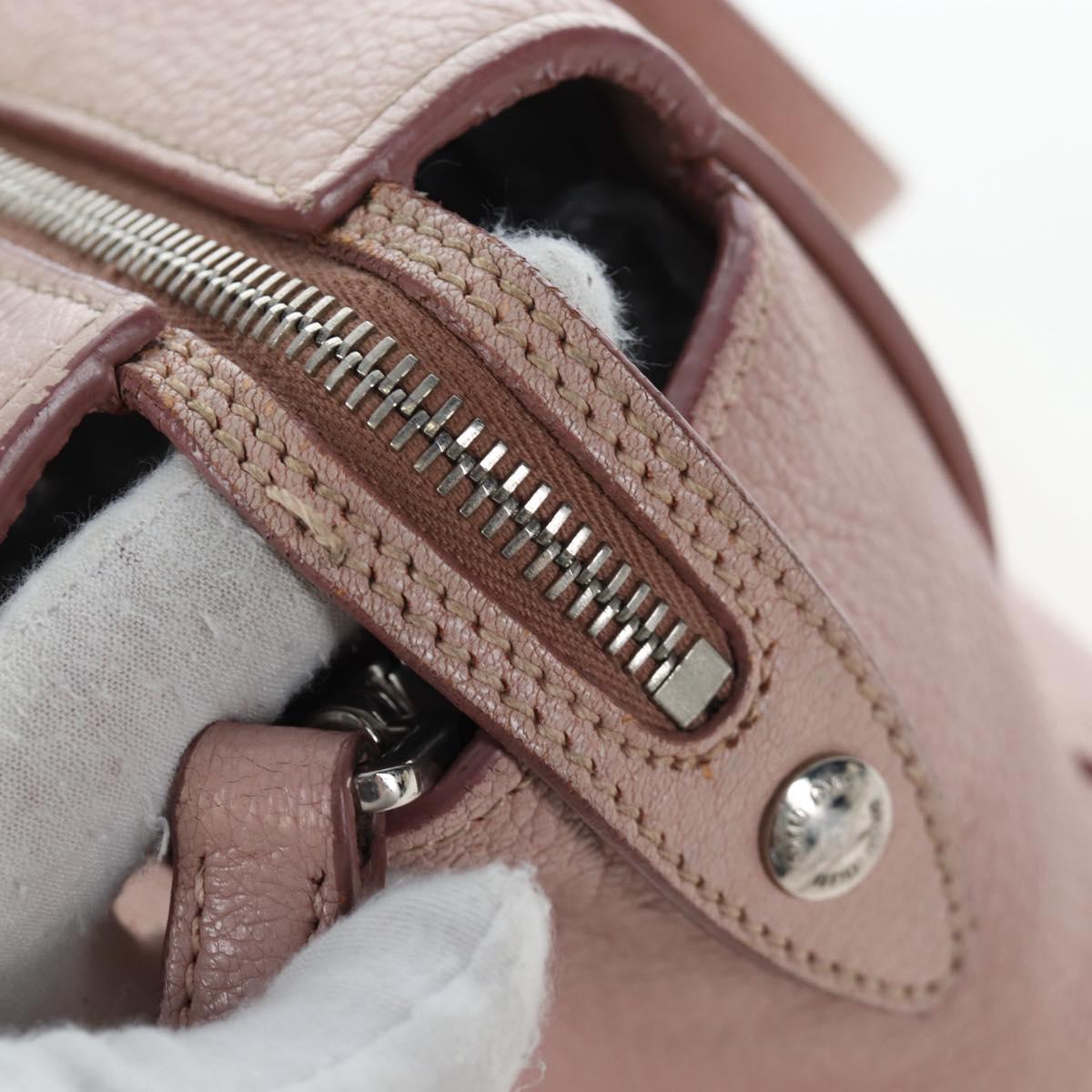 Miu Miu Vitterodino Hand Bag Leather 2way Pink Silver Auth 200774V