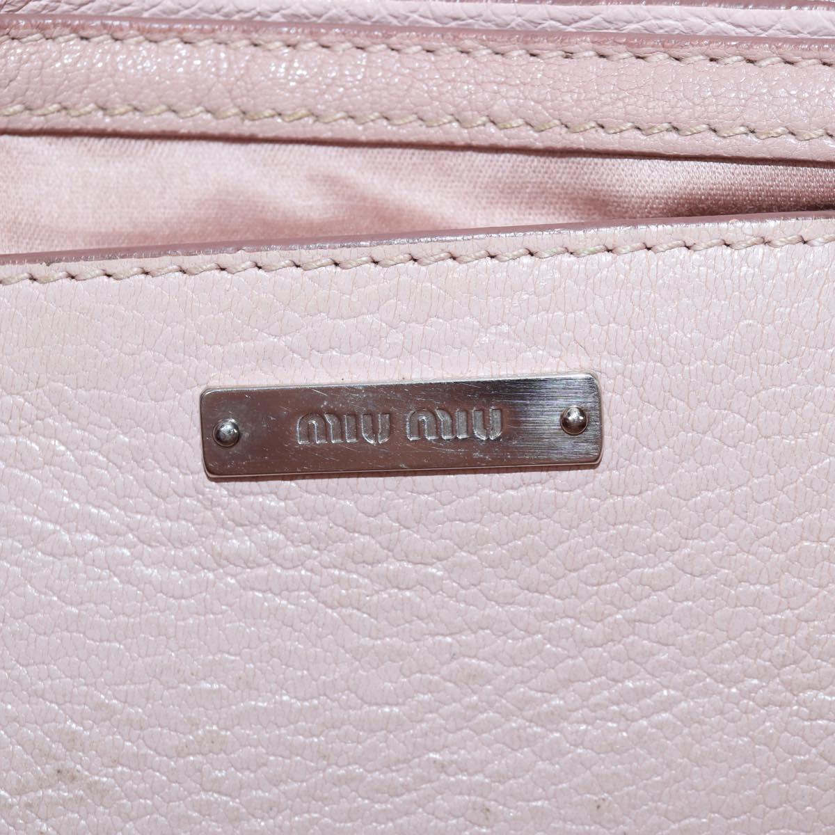 Miu Miu Vitterodino Hand Bag Leather 2way Pink Silver Auth 200774V