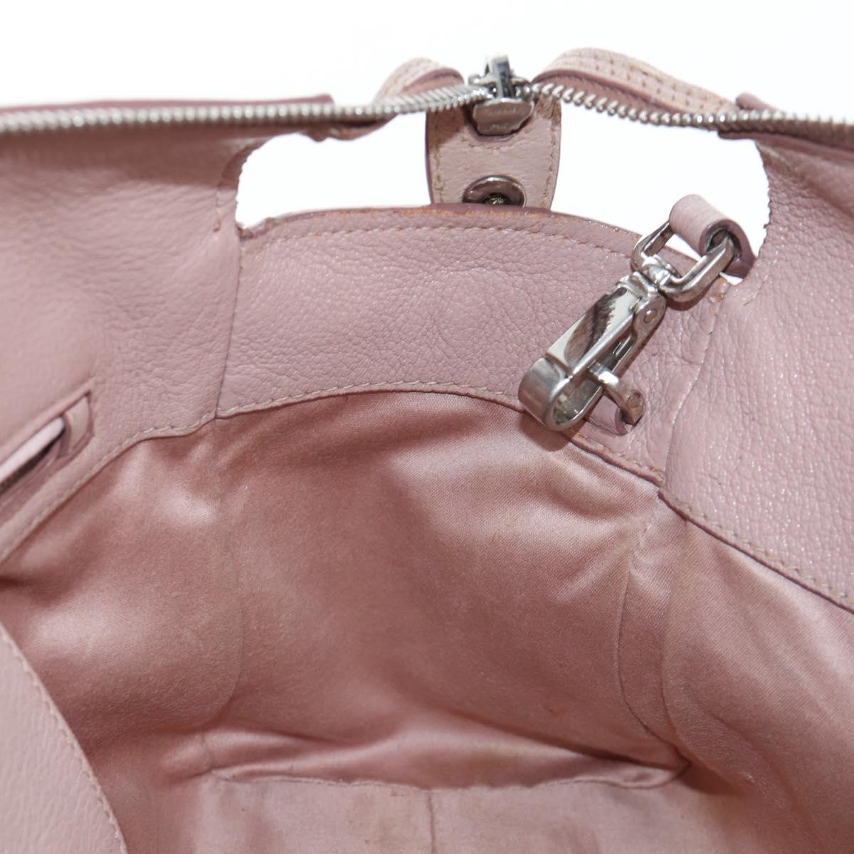 Miu Miu Vitterodino Hand Bag Leather 2way Pink Silver Auth 200774V