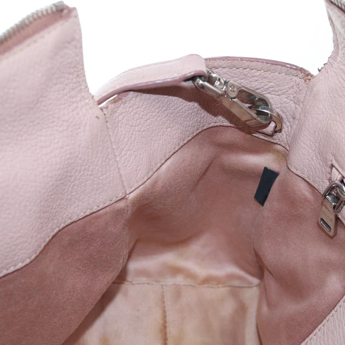 Miu Miu Vitterodino Hand Bag Leather 2way Pink Silver Auth 200774V