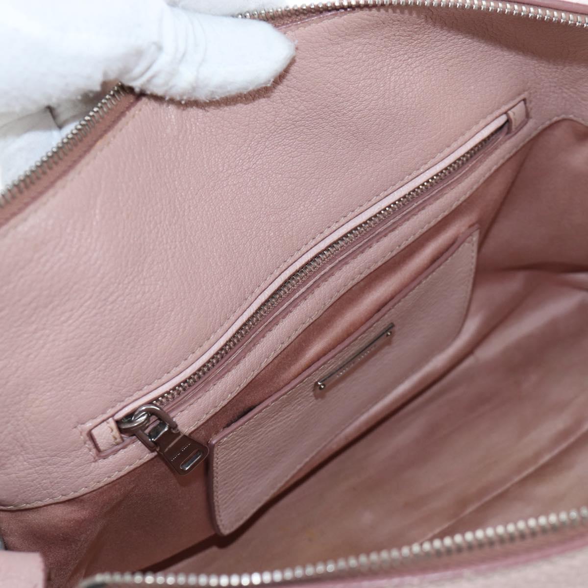 Miu Miu Vitterodino Hand Bag Leather 2way Pink Silver Auth 200774V