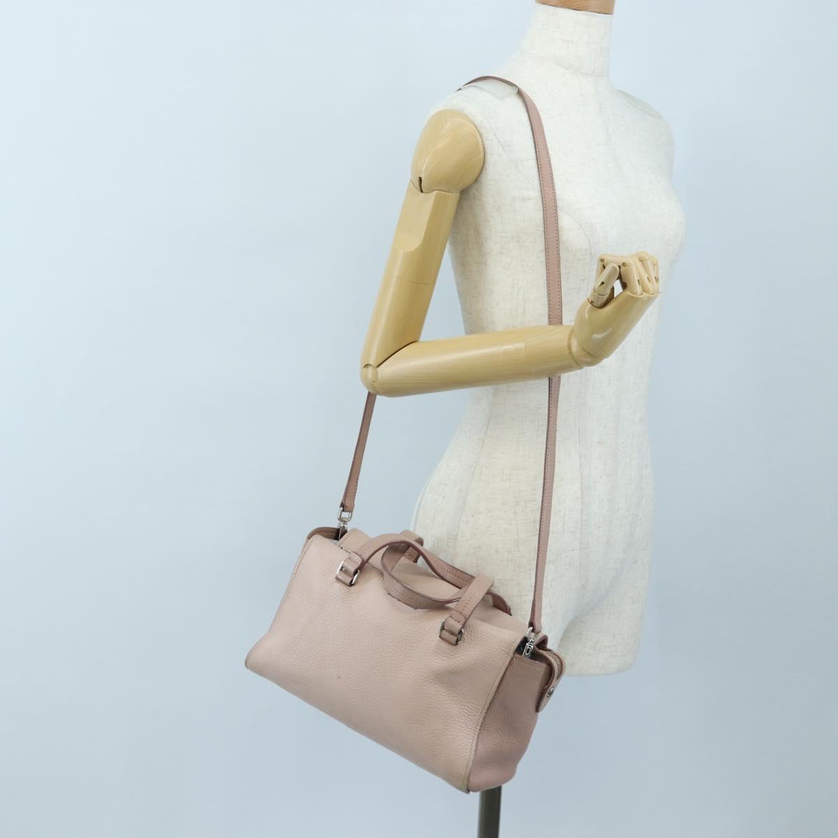Miu Miu Vitterodino Hand Bag Leather 2way Pink Silver Auth 200774V