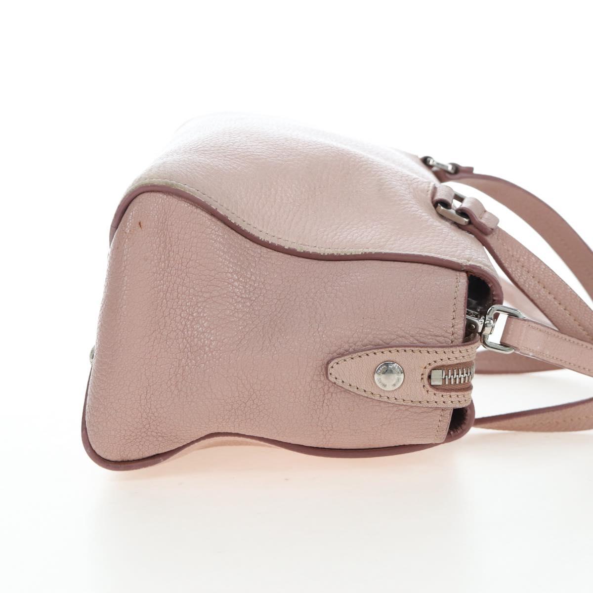 Miu Miu Vitterodino Hand Bag Leather 2way Pink Silver Auth 200774V