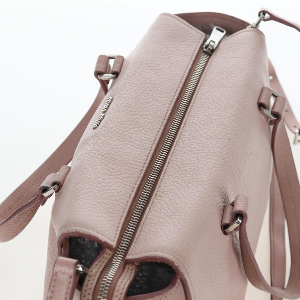 Miu Miu Vitterodino Hand Bag Leather 2way Pink Silver Auth 200774V
