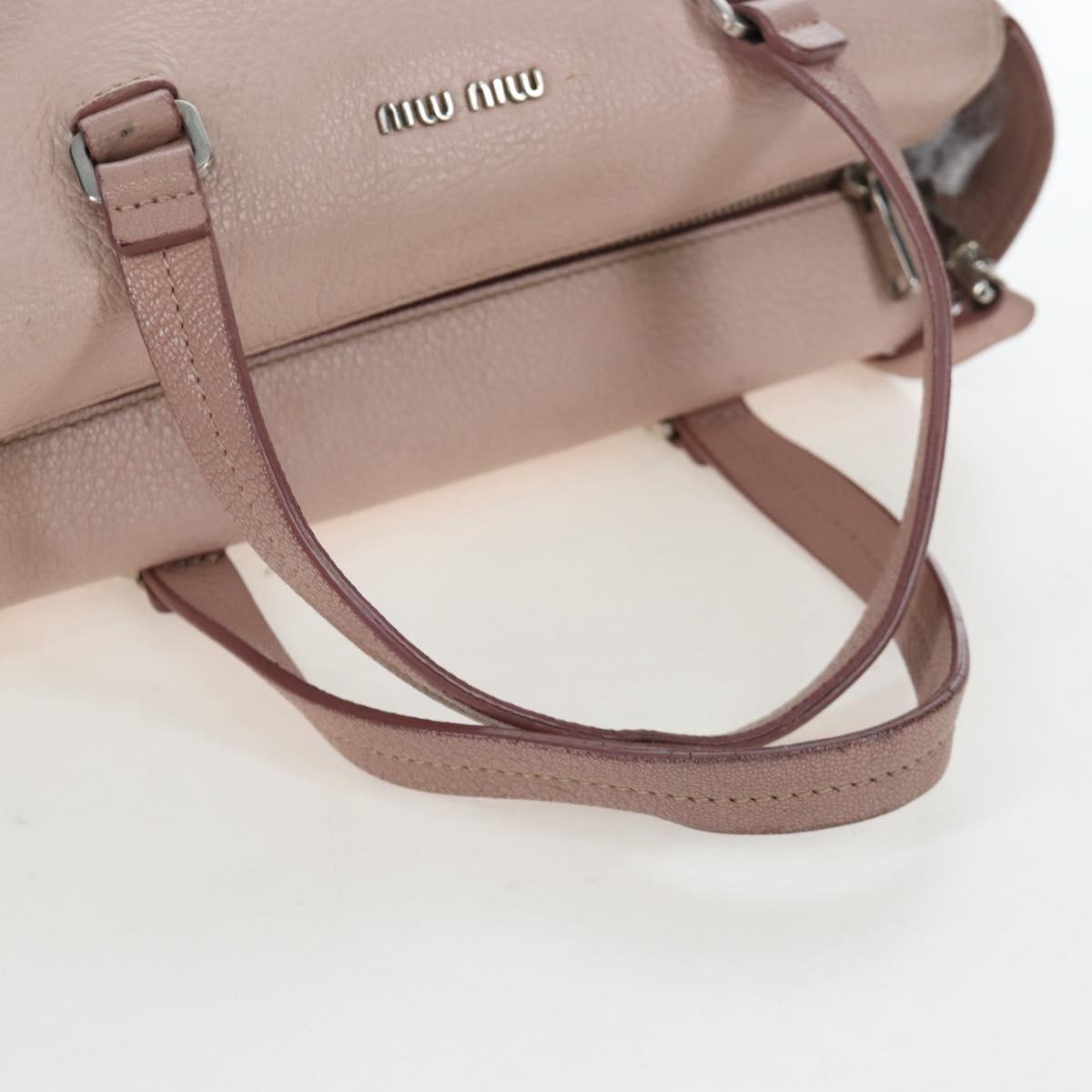 Miu Miu Vitterodino Hand Bag Leather 2way Pink Silver Auth 200774V
