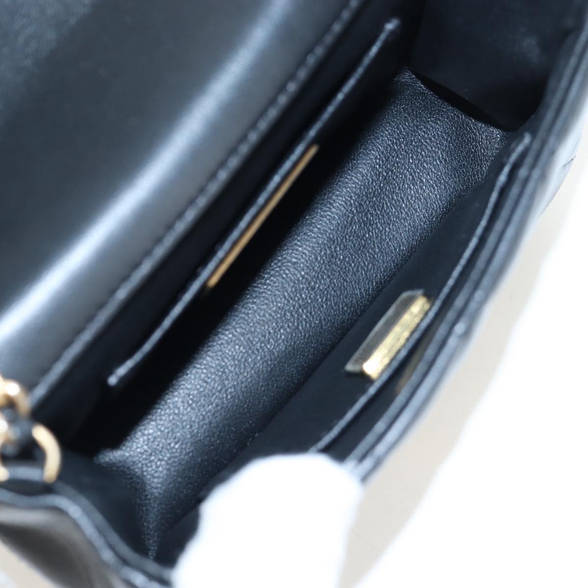 CHANEL Matelasse Chain Shoulder Bag Lamb Skin Black Gold CC Auth 200775SM