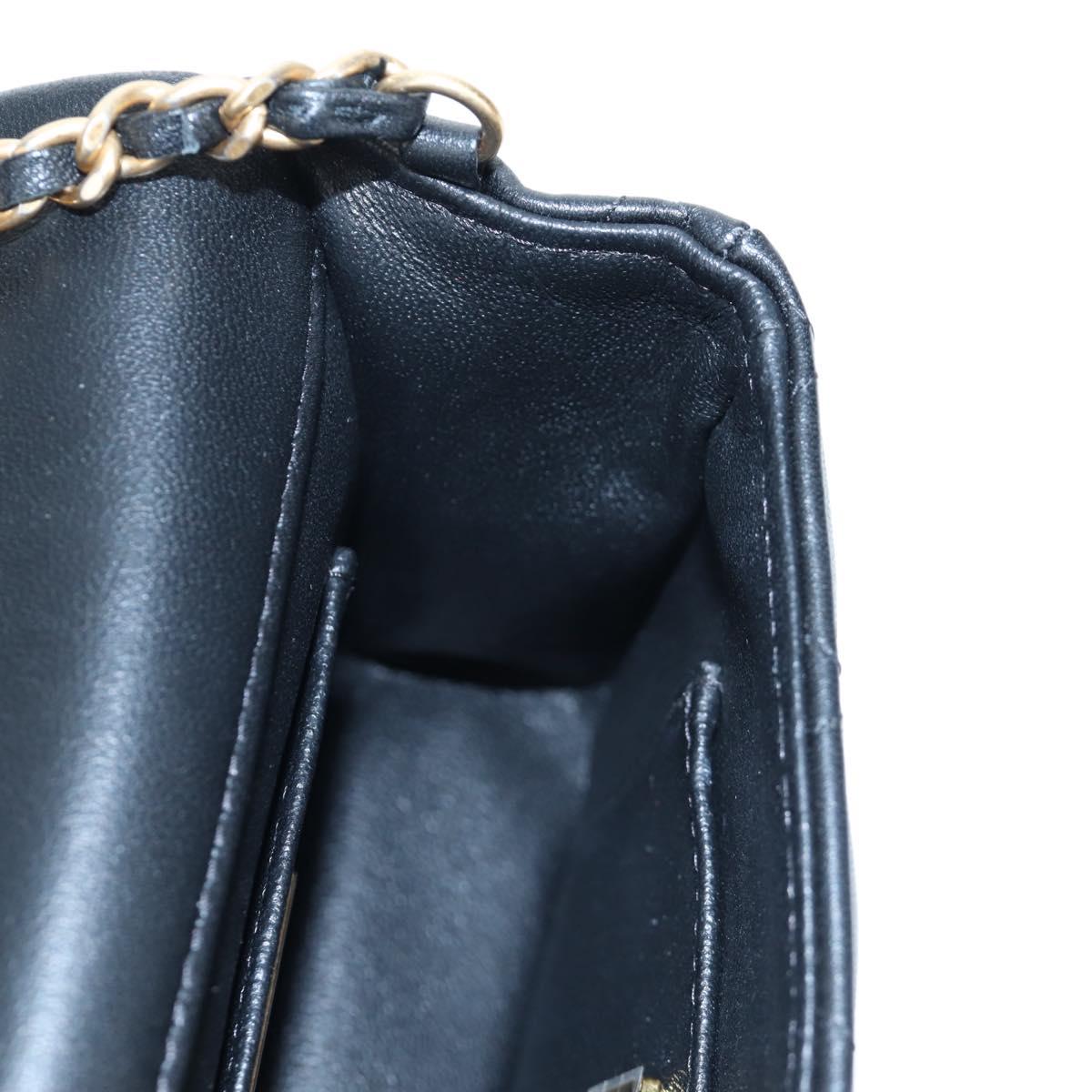 CHANEL Matelasse Chain Shoulder Bag Lamb Skin Black Gold CC Auth 200775SM