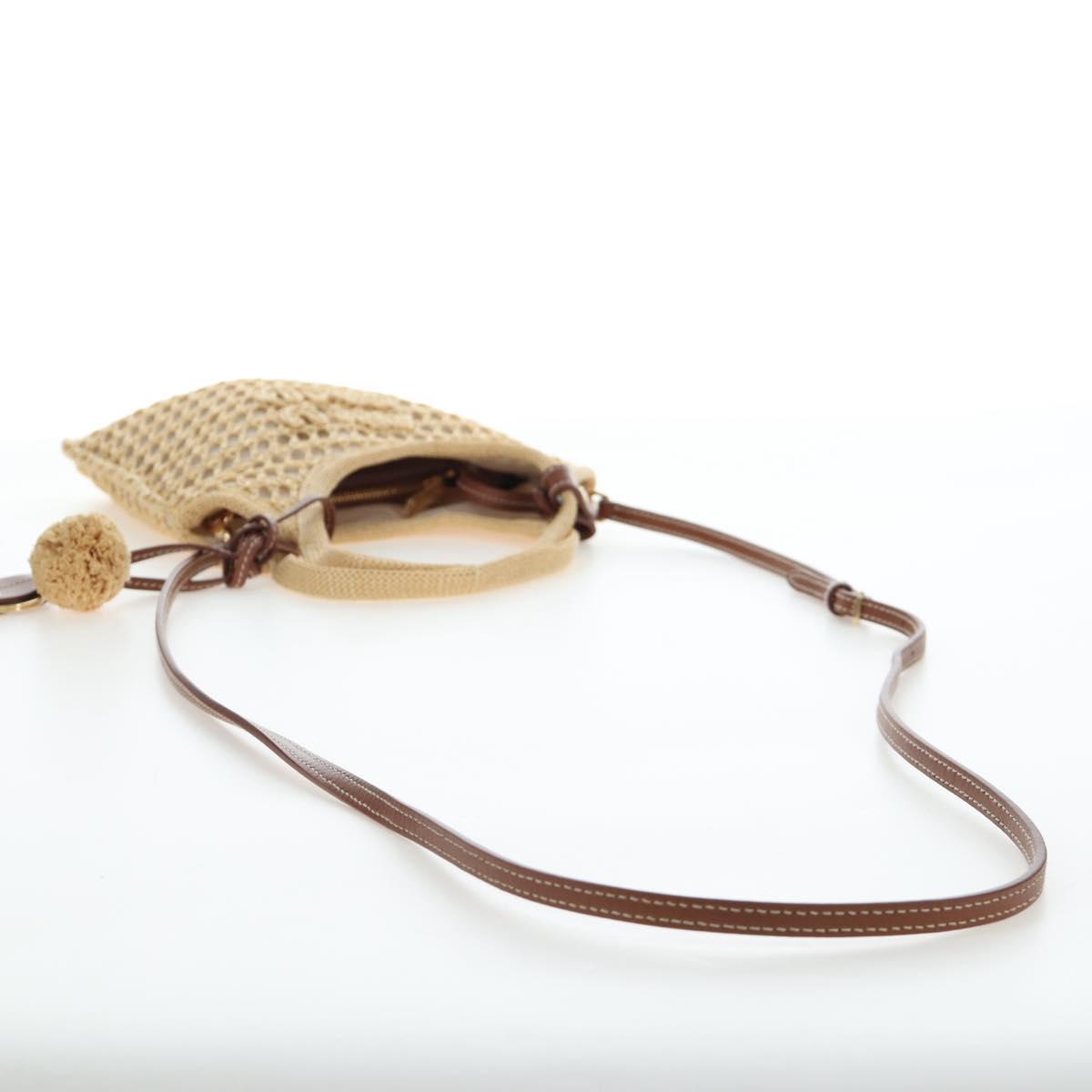 Miu Miu Ivy Hand Bag Canvas 2way Beige Gold Auth 200777SAM
