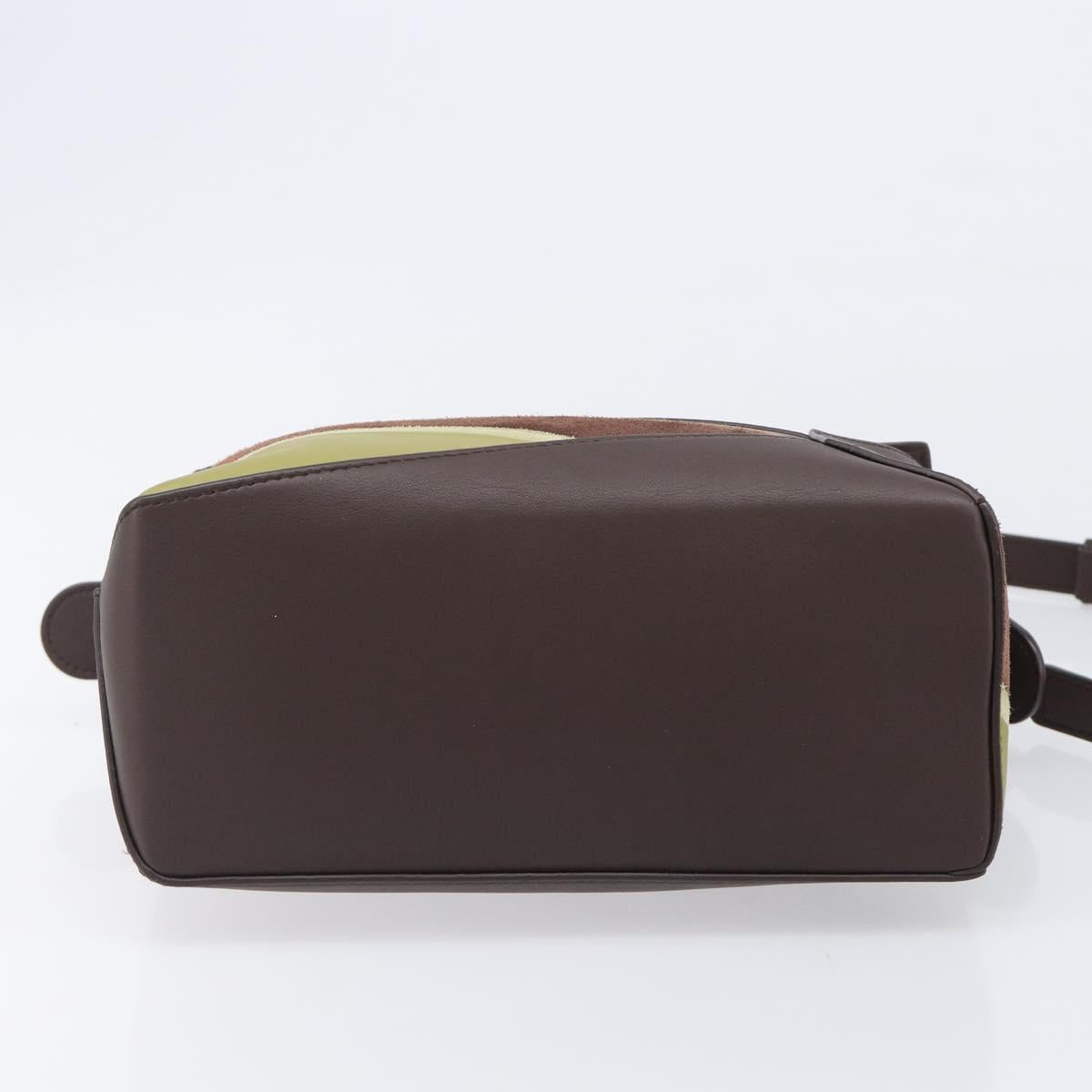 LOEWE Puzzle Bag Small Leather 2way Brown Gold Auth 200778SAM