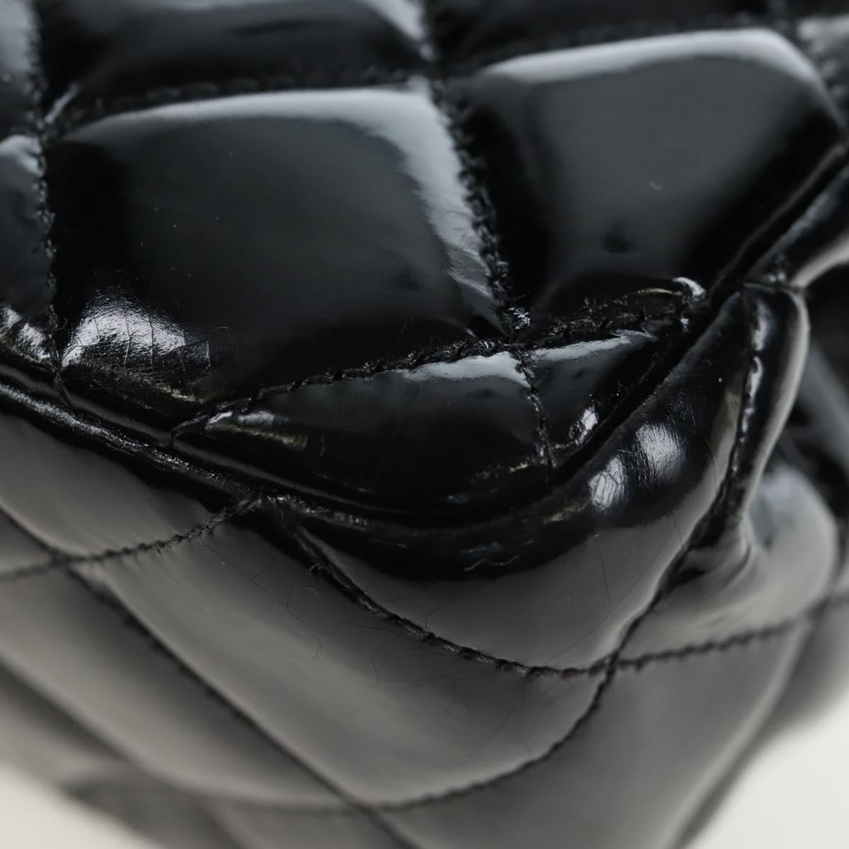 CHANEL Big Matelasse 30 Chain Bag Patent leather Black Silver CC Auth 200779M