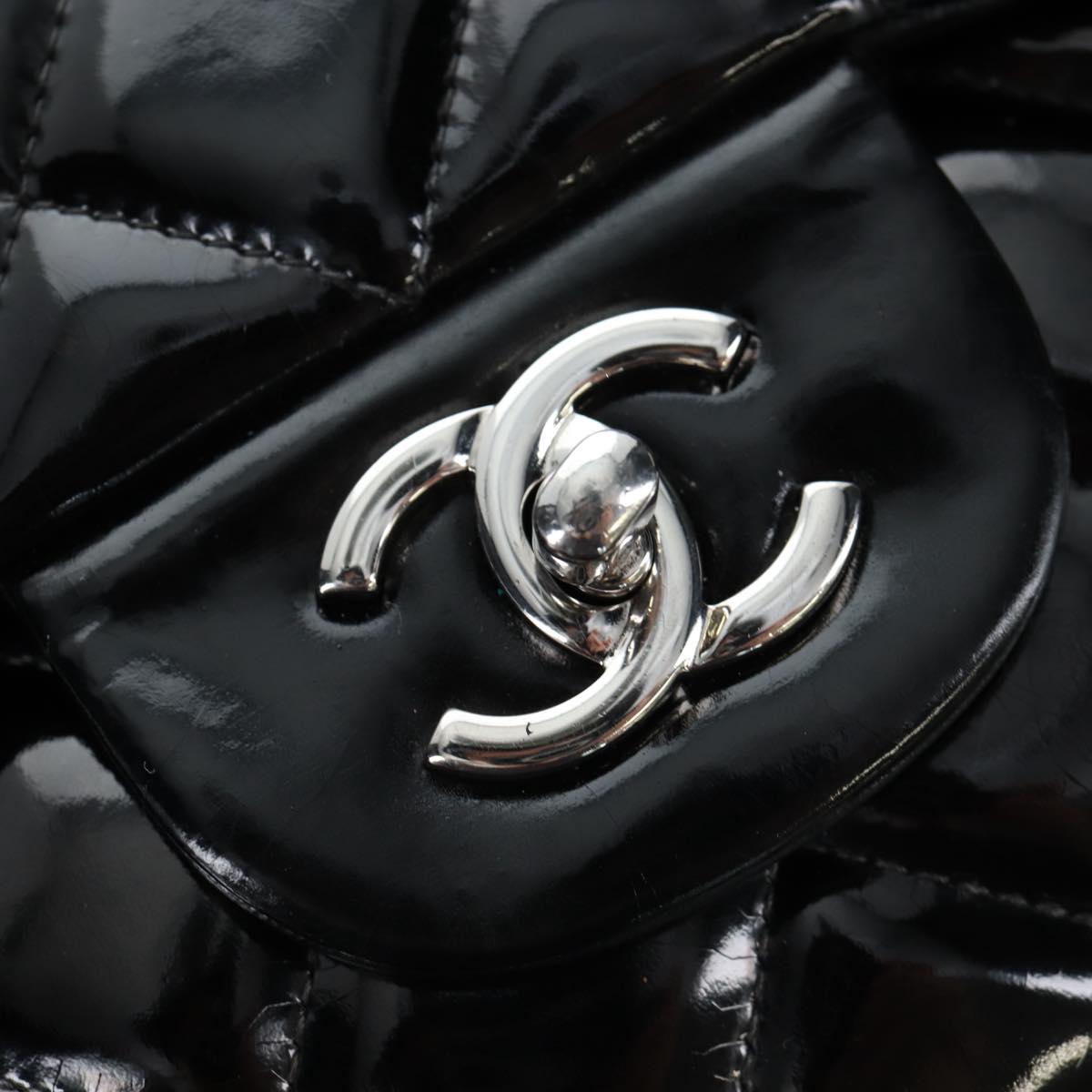 CHANEL Big Matelasse 30 Chain Bag Patent leather Black Silver CC Auth 200779M