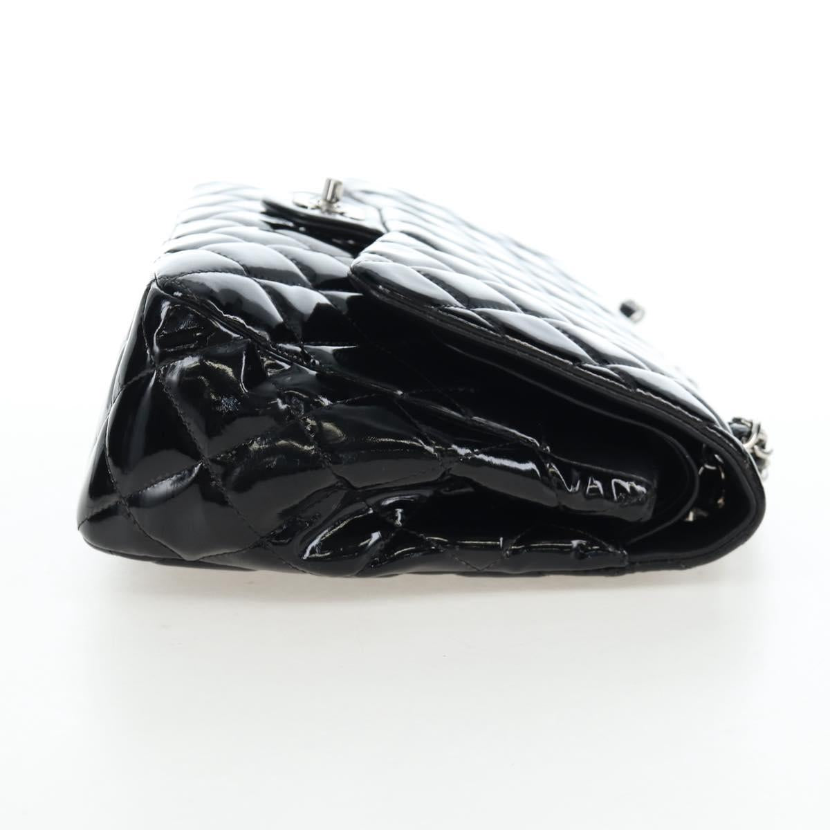 CHANEL Big Matelasse 30 Chain Bag Patent leather Black Silver CC Auth 200779M