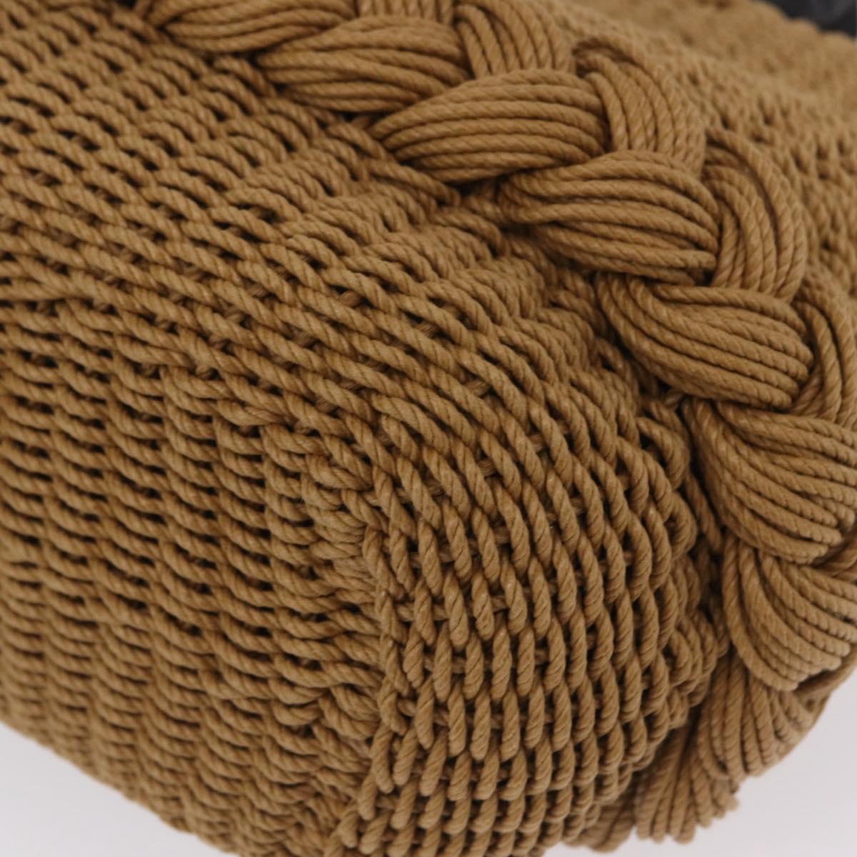 CHANEL Chain Shoulder Bag Raffia 2way Beige Gold CC Auth 200780SAM
