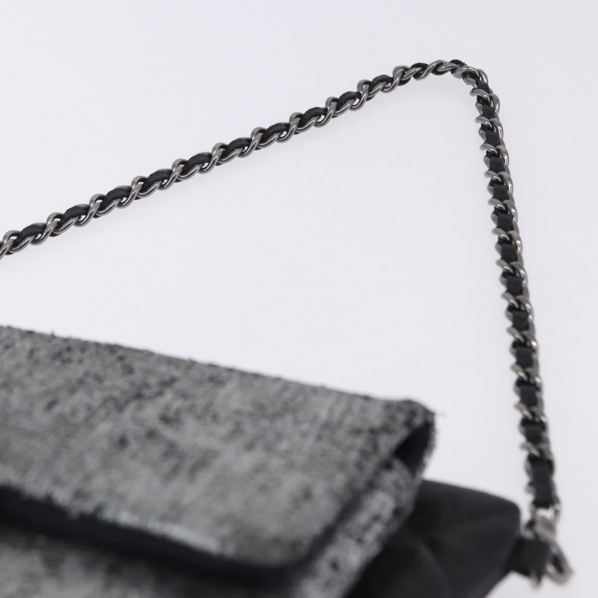 CHANEL Matelasse Chain Shoulder Bag Lamb Skin Black Silver CC Auth 200782V