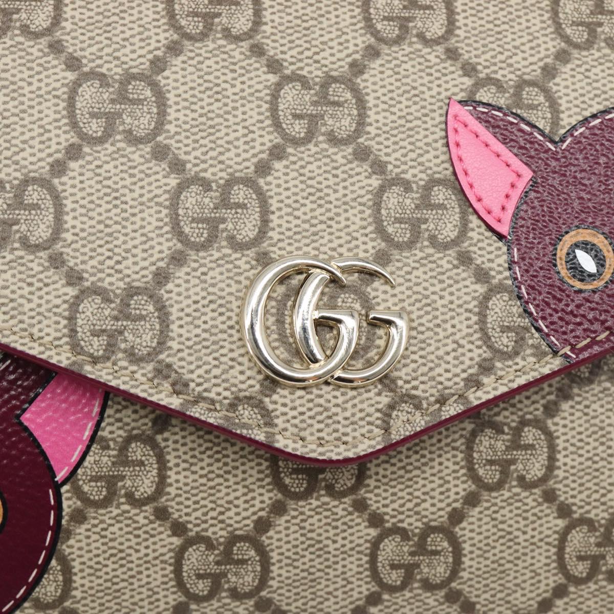 GUCCI GG Supreme Shoulder Bag PVC Beige Gold 818764 Auth 200784M