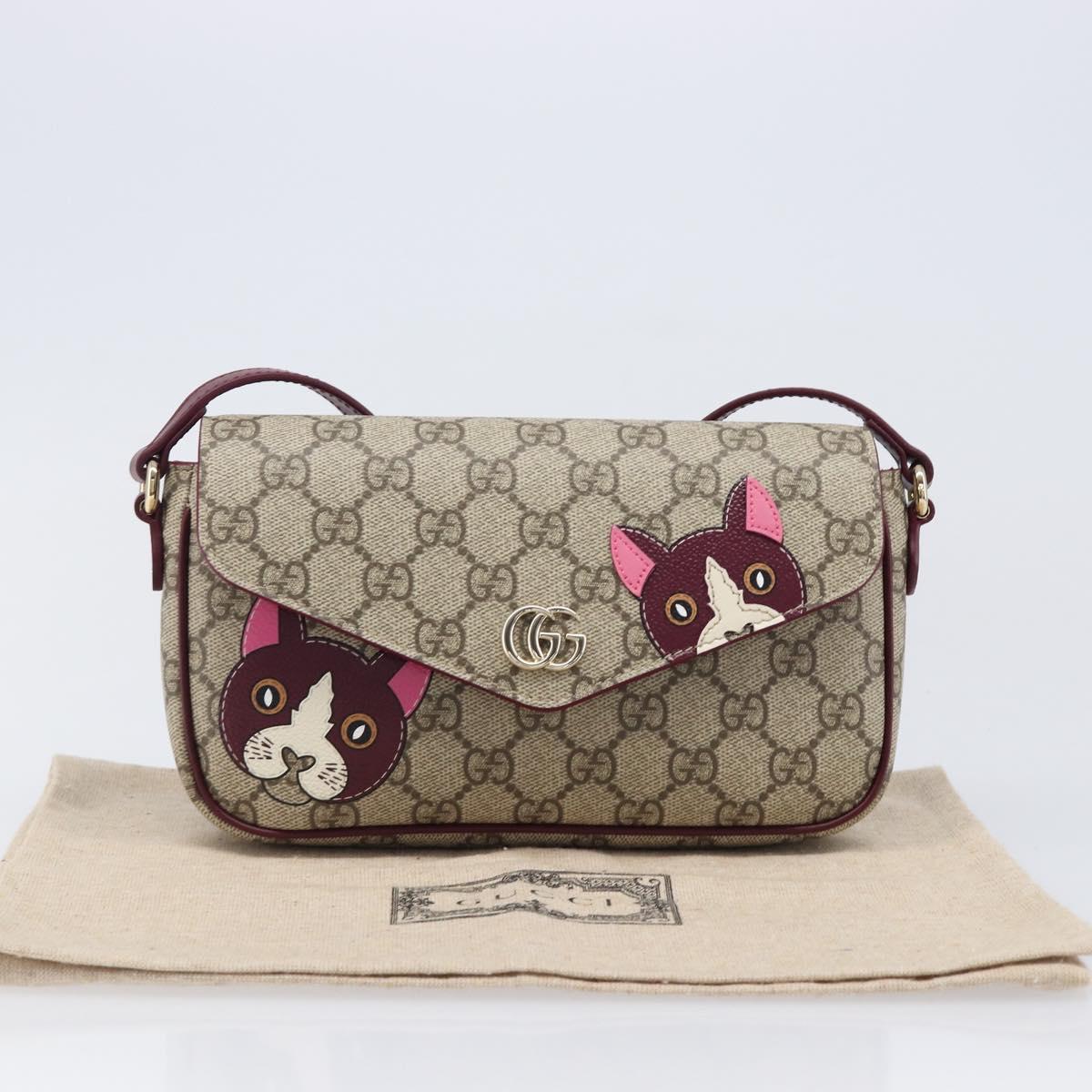 GUCCI GG Supreme Shoulder Bag PVC Beige Gold 818764 Auth 200784M