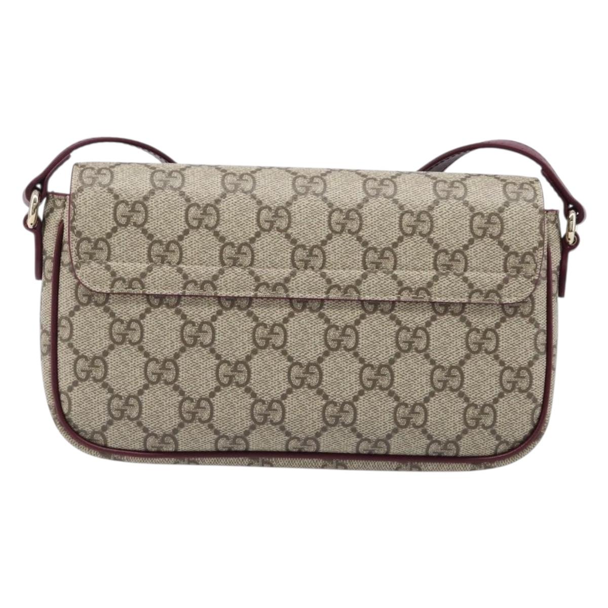 GUCCI GG Supreme Shoulder Bag PVC Beige Gold 818764 Auth 200784M