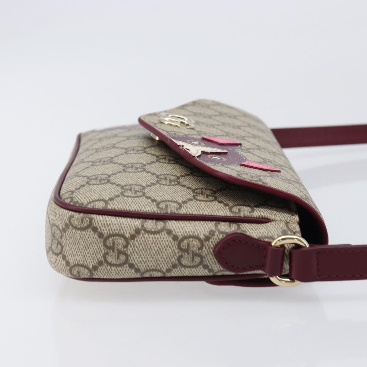 GUCCI GG Supreme Shoulder Bag PVC Beige Gold 818764 Auth 200784M