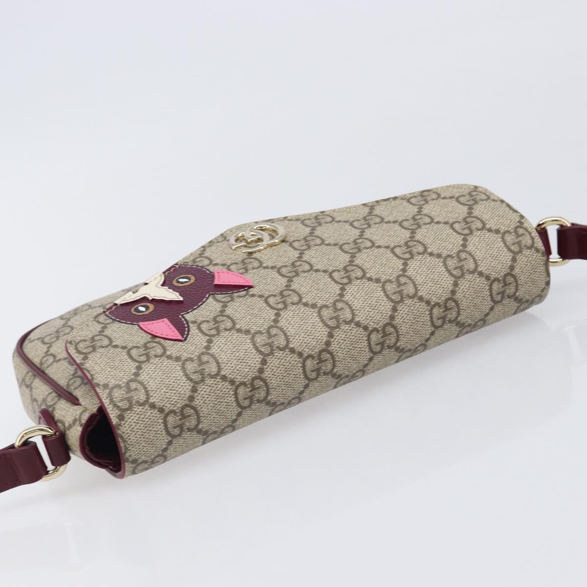 GUCCI GG Supreme Shoulder Bag PVC Beige Gold 818764 Auth 200784M