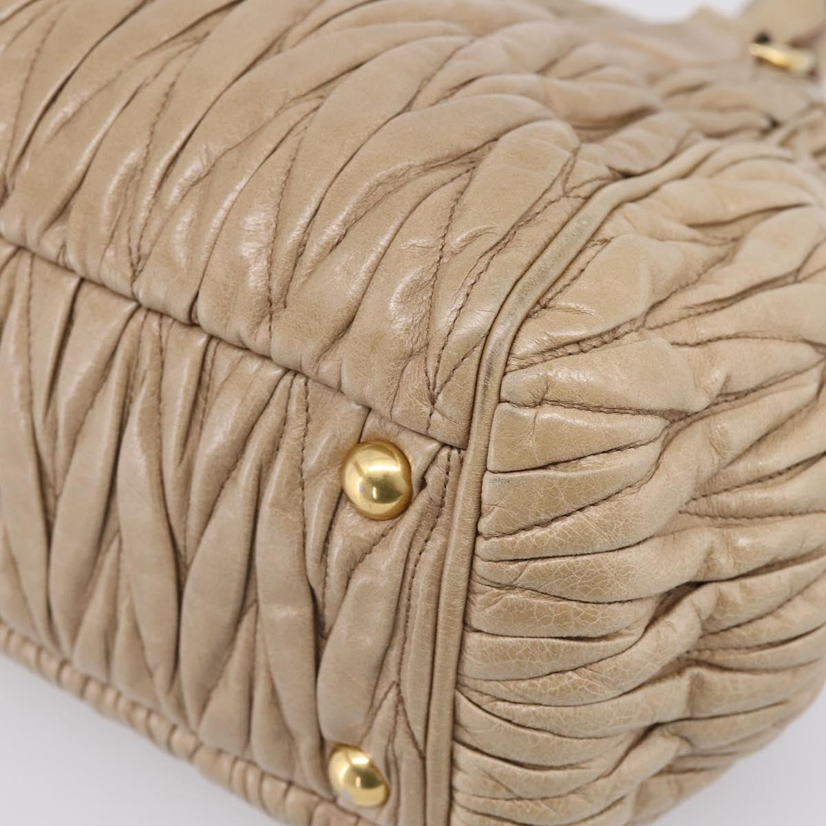 Miu Miu Matelasse Hand Bag Leather 2way Beige Gold Tone Auth 200801V