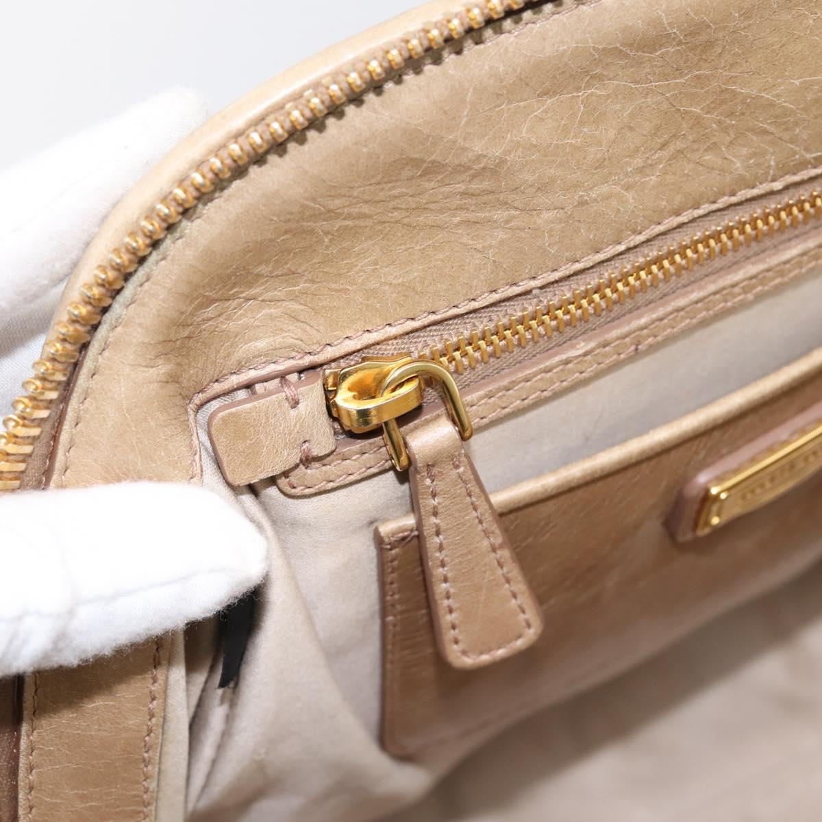 Miu Miu Matelasse Hand Bag Leather 2way Beige Gold Tone Auth 200801V