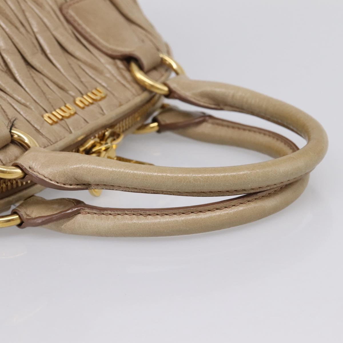 Miu Miu Matelasse Hand Bag Leather 2way Beige Gold Tone Auth 200801V