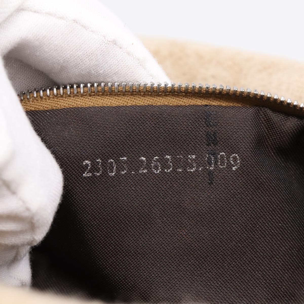 FENDI Mamma Baguette Shoulder Bag Wool Beige Silver Auth 200802V
