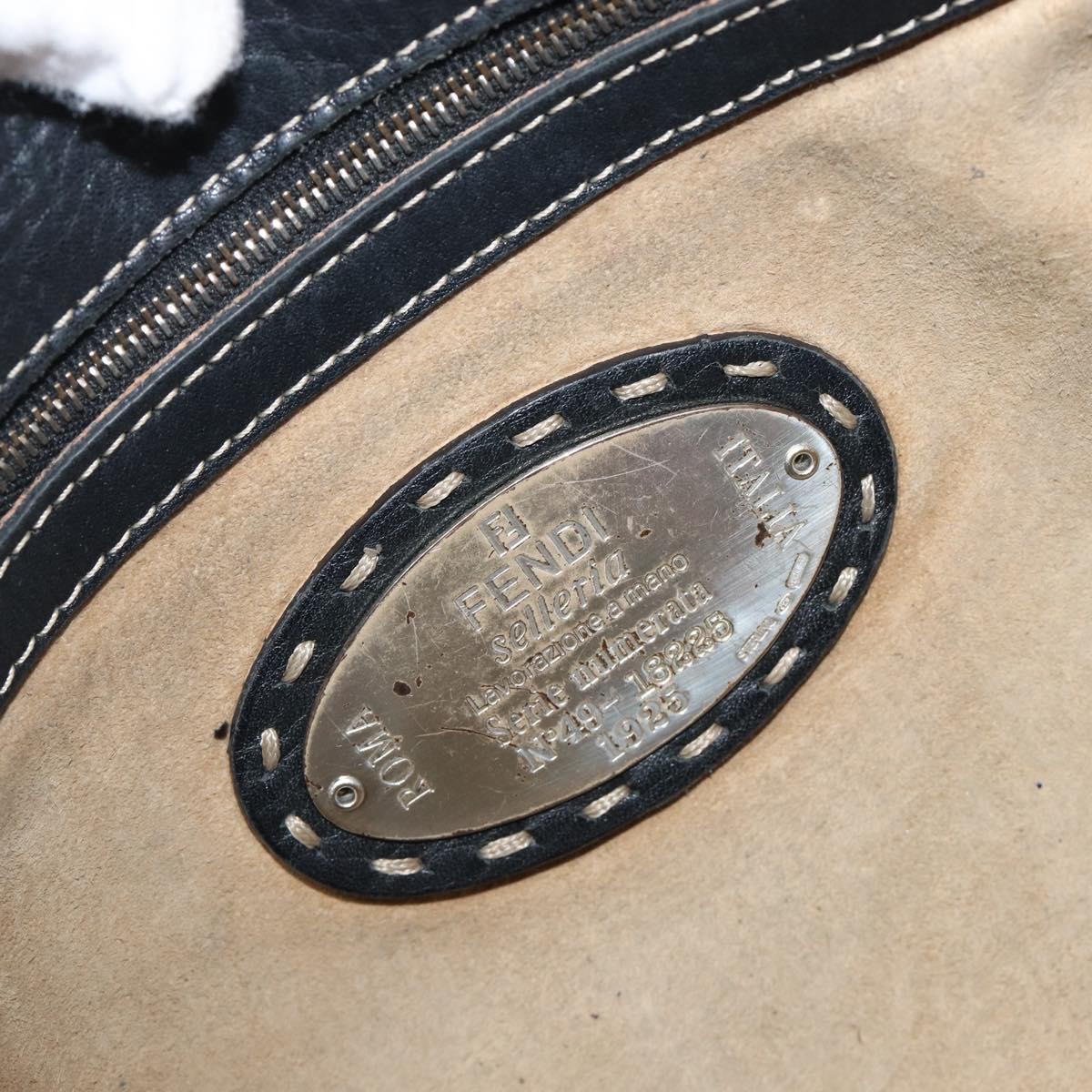 FENDI Selleria Mamma Baguette Shoulder Bag Leather Black Silver Auth 200803A