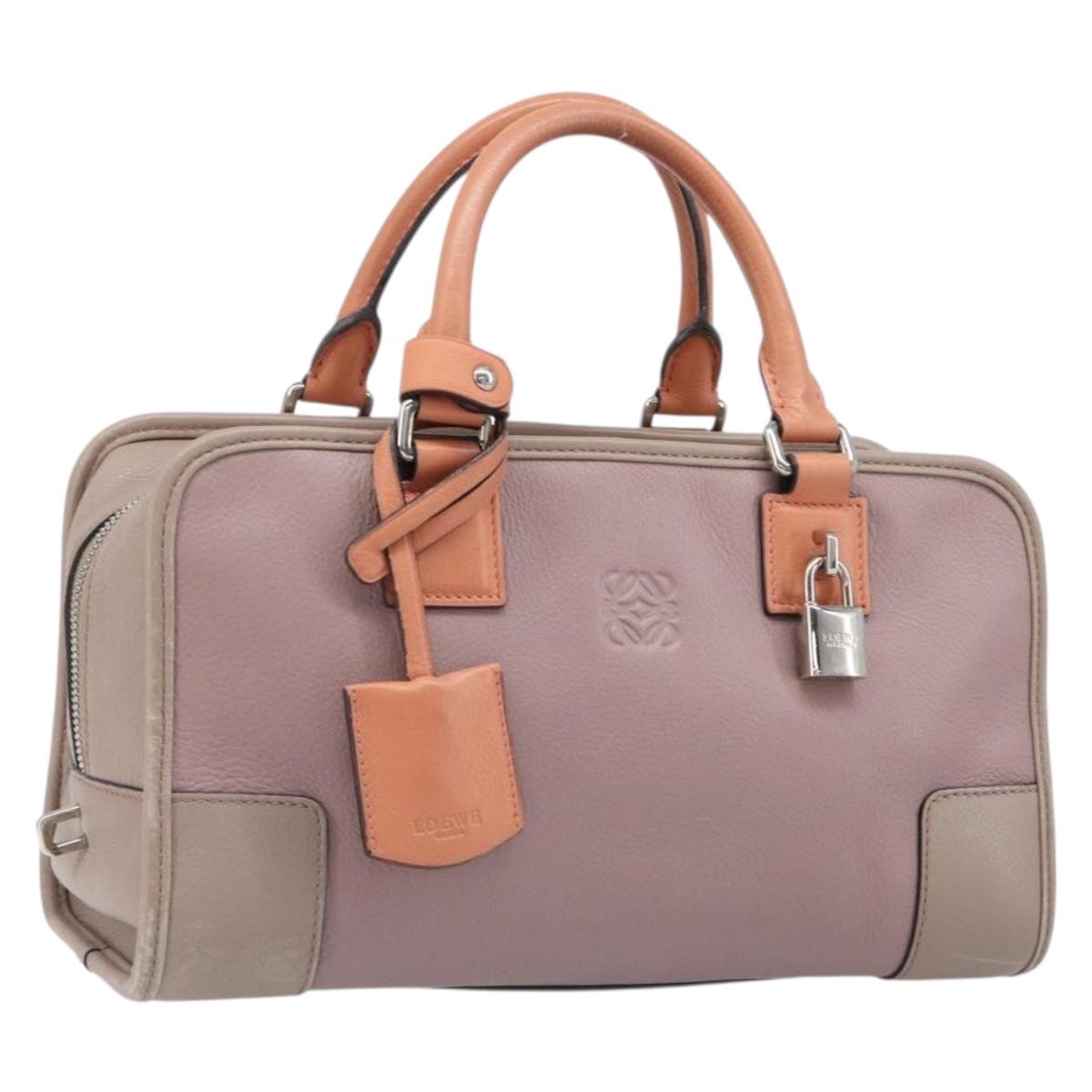 LOEWE Amazona 28 Hand Bag Leather Pink Silver Auth 200805V