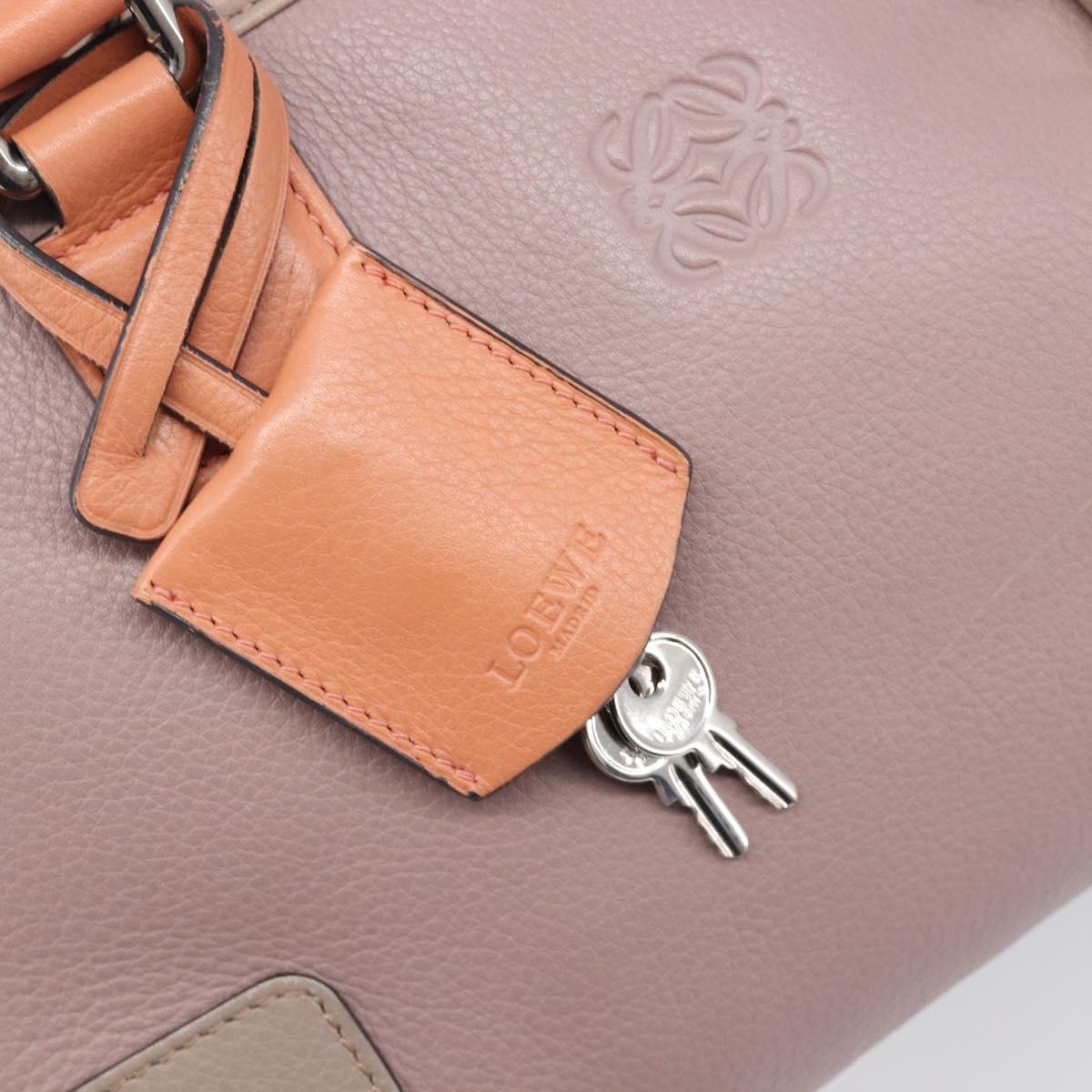 LOEWE Amazona 28 Hand Bag Leather Pink Silver Auth 200805V