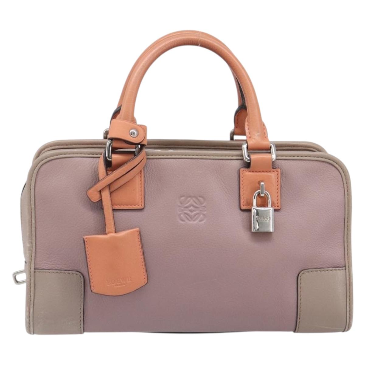 LOEWE Amazona 28 Hand Bag Leather Pink Silver Auth 200805V
