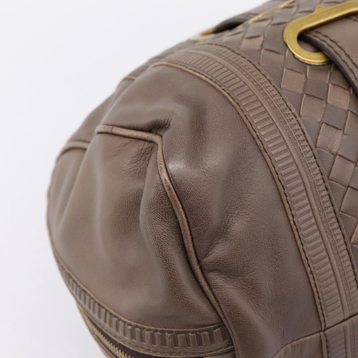 BOTTEGA VENETA INTRECCIATO Boston Bag Leather Brown Gold 162194 Auth 200806V