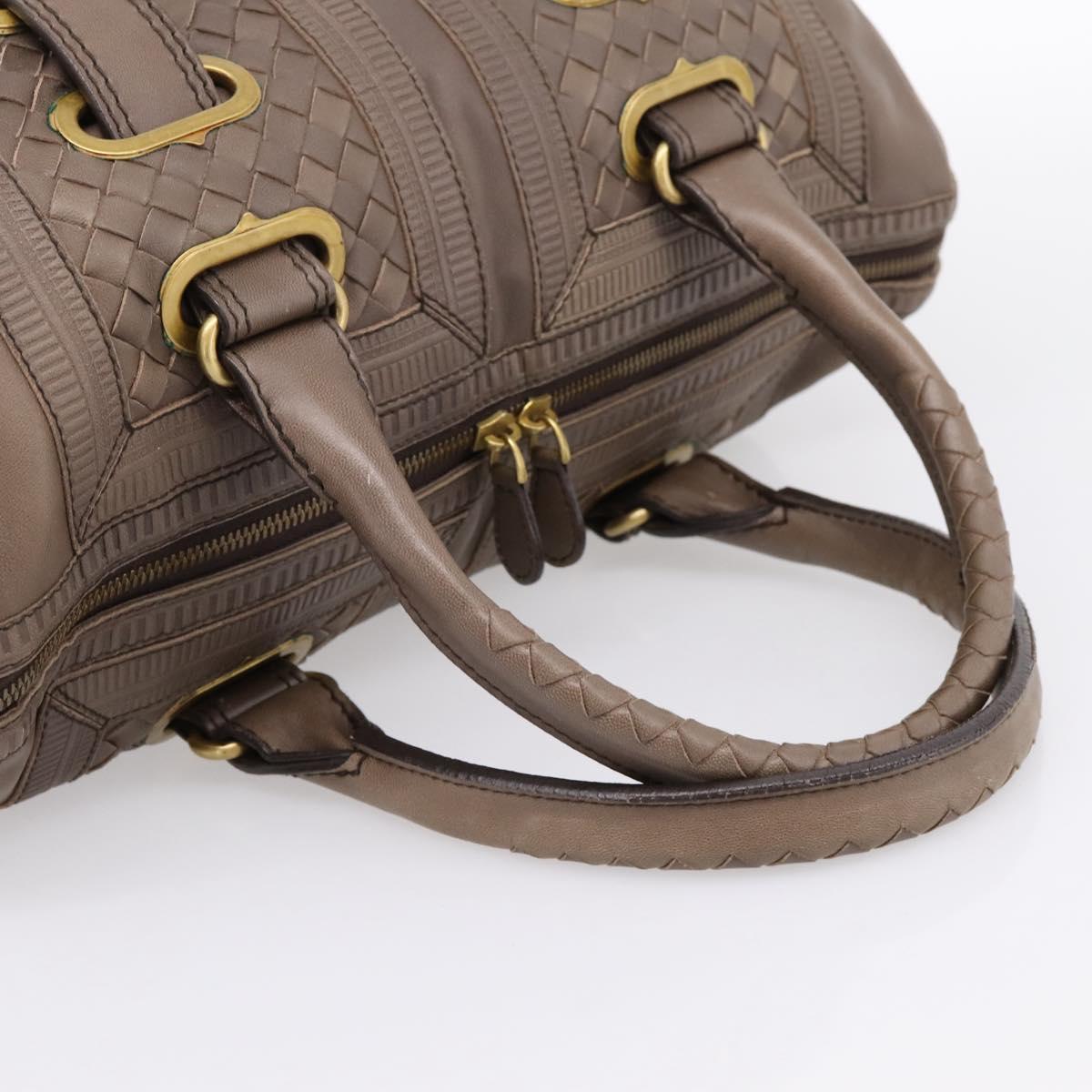 BOTTEGA VENETA INTRECCIATO Boston Bag Leather Brown Gold 162194 Auth 200806V