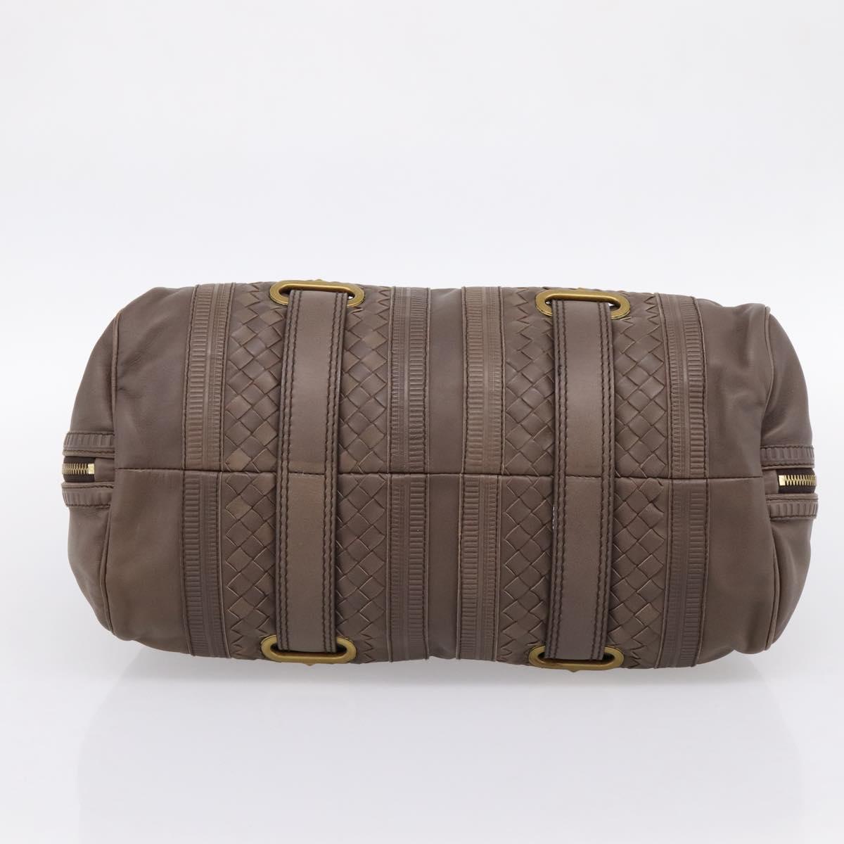 BOTTEGA VENETA INTRECCIATO Boston Bag Leather Brown Gold 162194 Auth 200806V