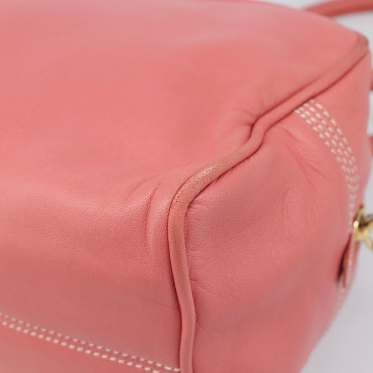 LOEWE Hand Bag Leather Pink Gold Tone Auth 200810V