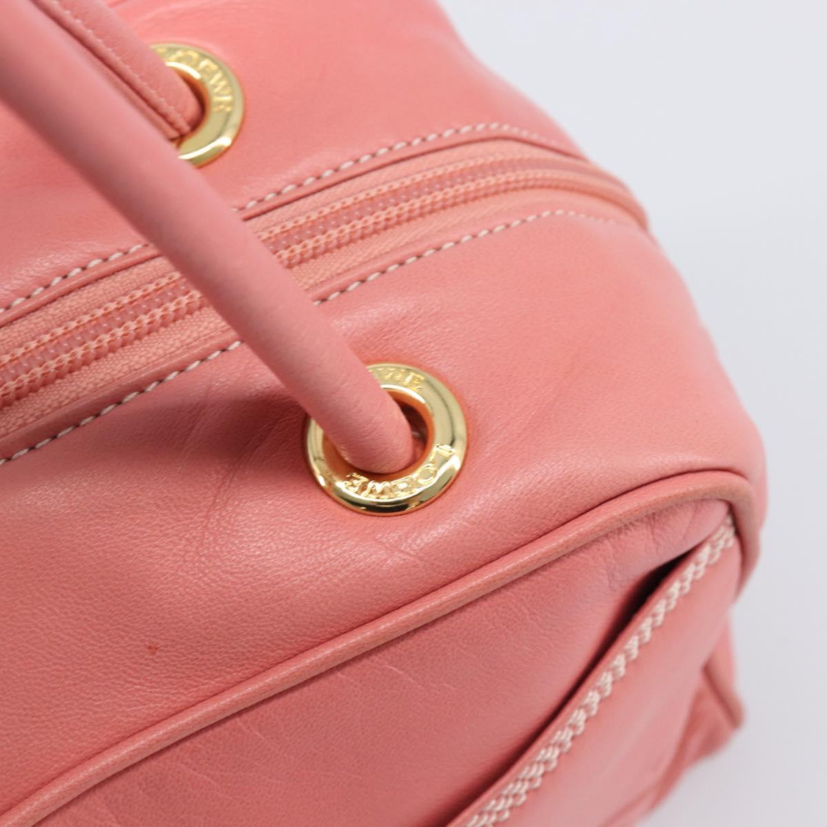 LOEWE Hand Bag Leather Pink Gold Tone Auth 200810V