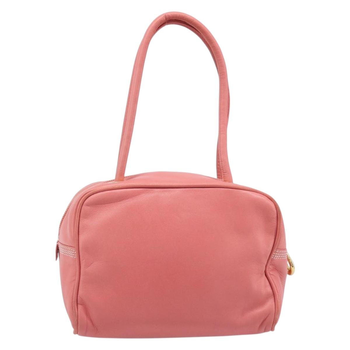 LOEWE Hand Bag Leather Pink Gold Tone Auth 200810V