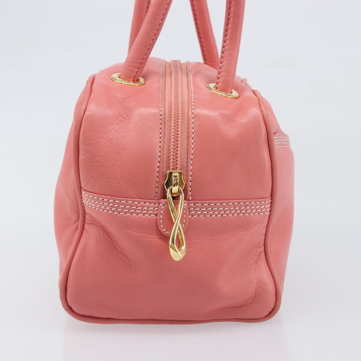 LOEWE Hand Bag Leather Pink Gold Tone Auth 200810V