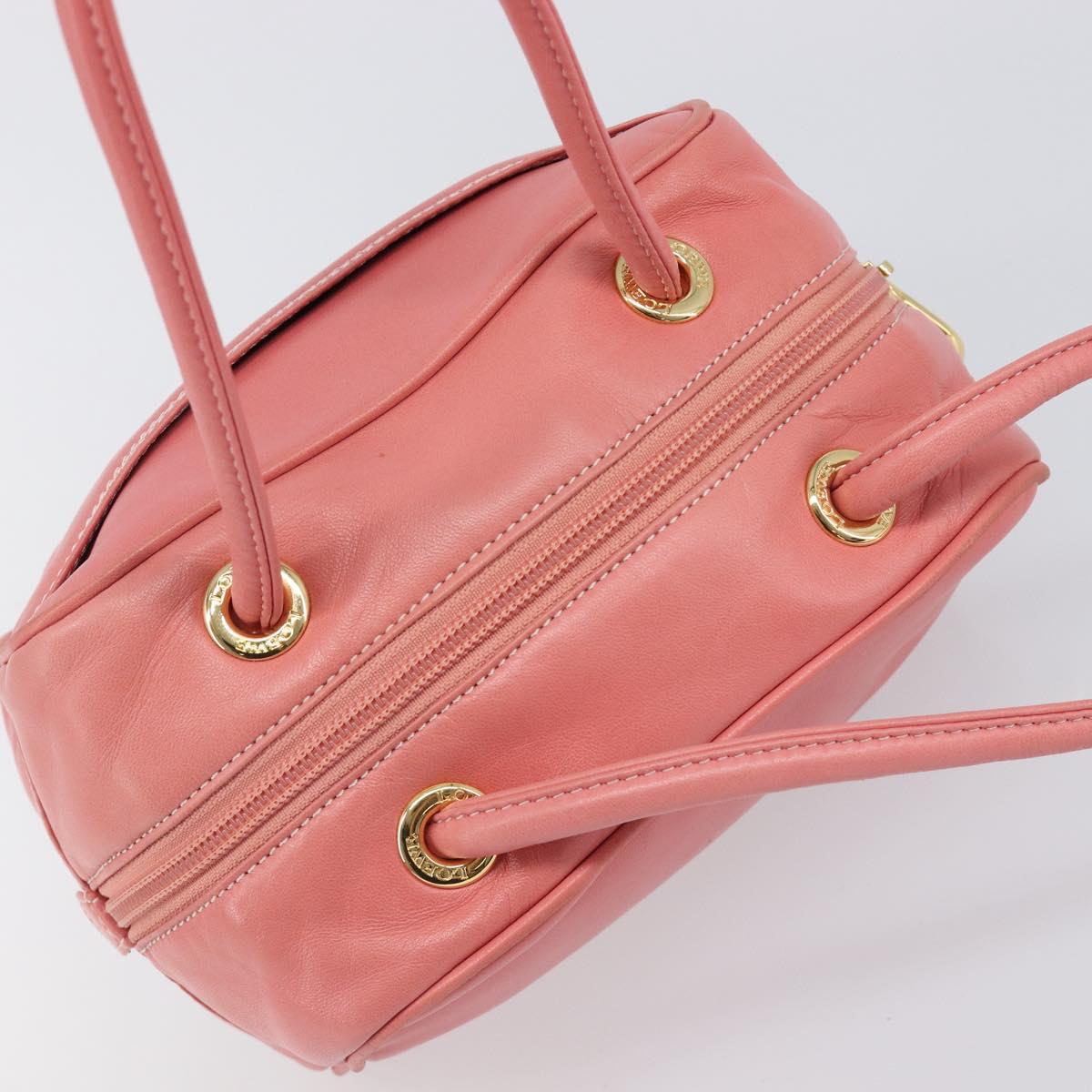 LOEWE Hand Bag Leather Pink Gold Tone Auth 200810V