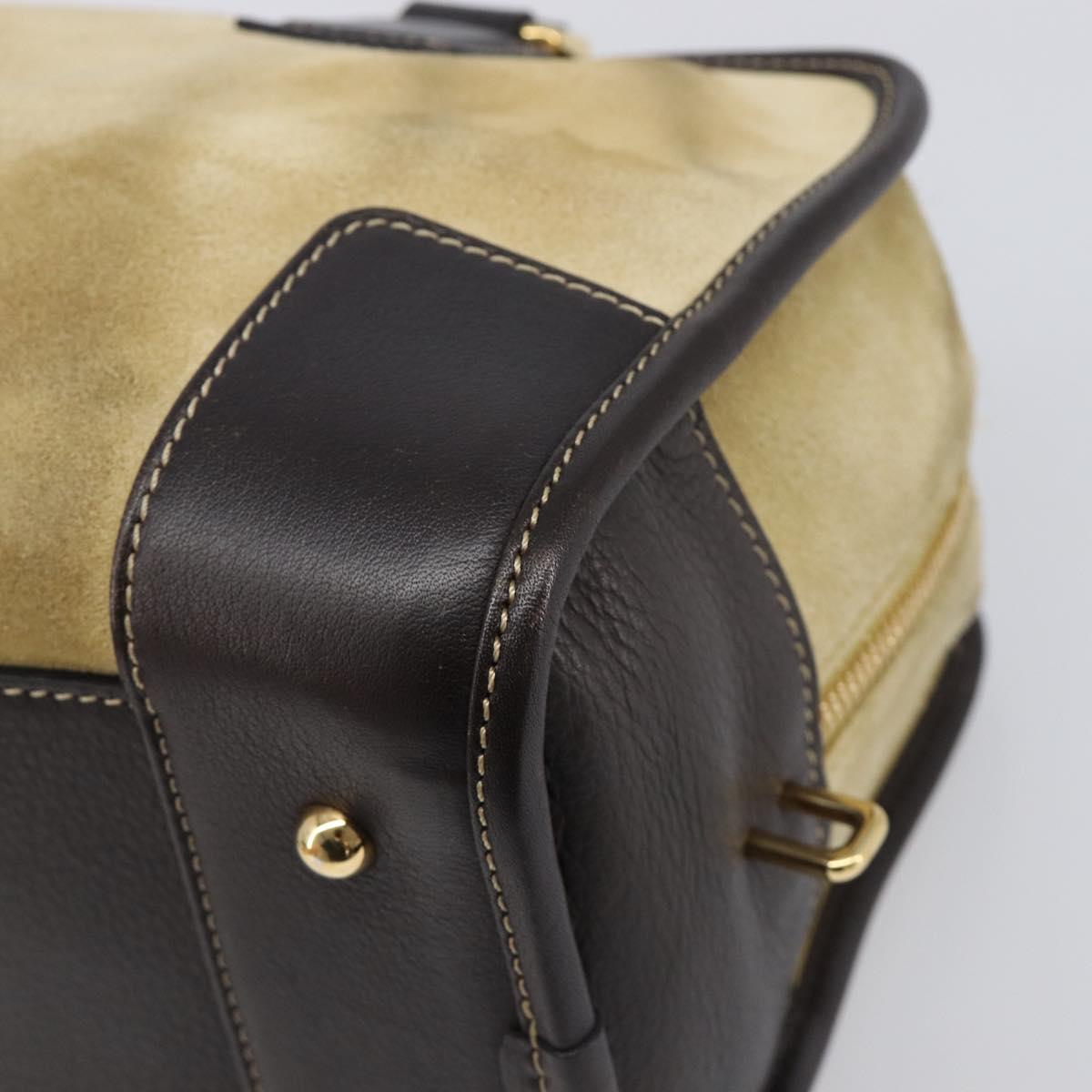 LOEWE Americana 28 Hand Bag Suede Beige Gold Tone Auth 200812V