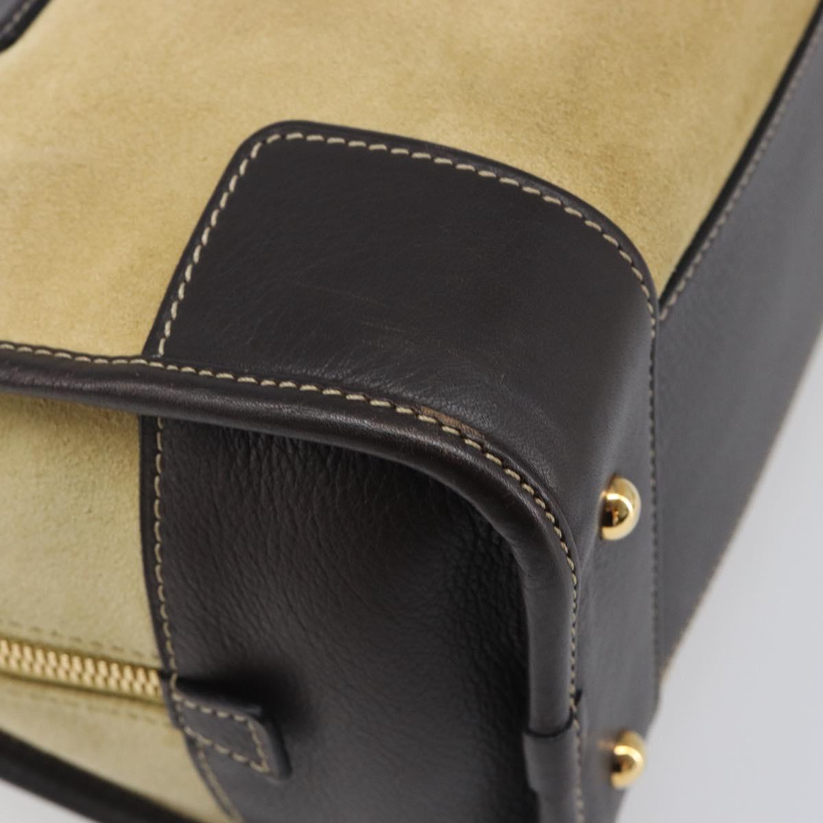 LOEWE Americana 28 Hand Bag Suede Beige Gold Tone Auth 200812V