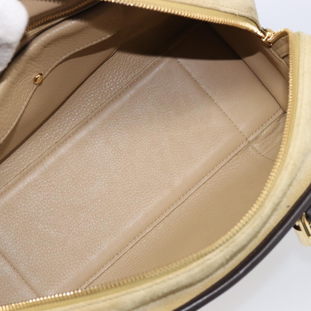 LOEWE Americana 28 Hand Bag Suede Beige Gold Tone Auth 200812V