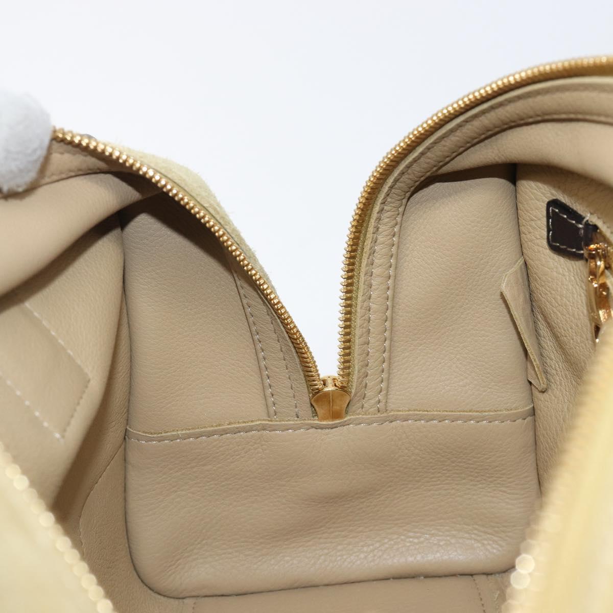 LOEWE Americana 28 Hand Bag Suede Beige Gold Tone Auth 200812V