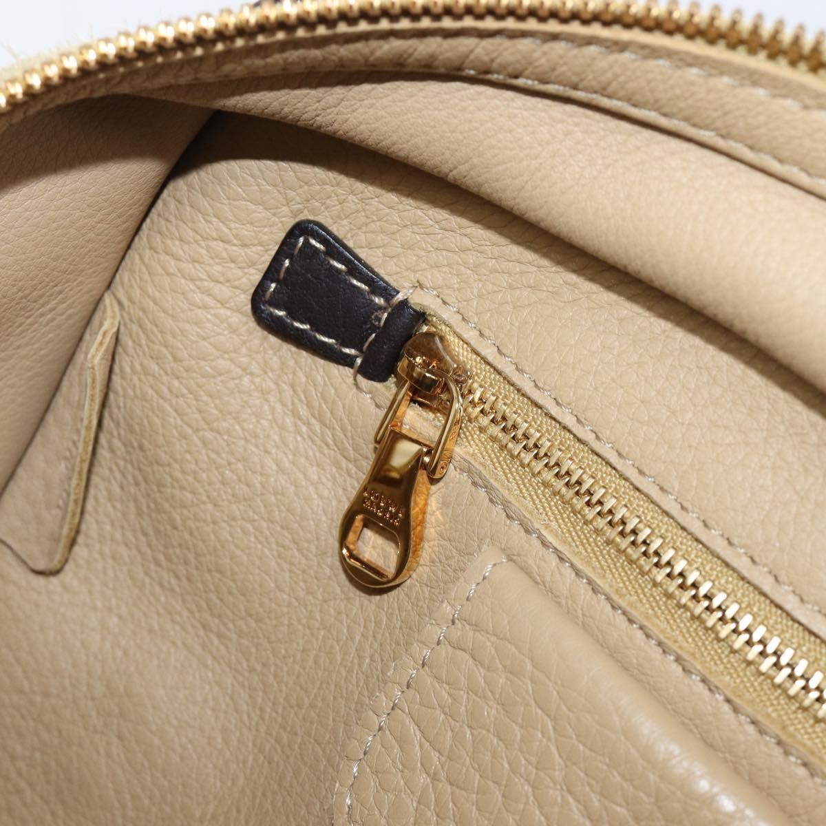 LOEWE Americana 28 Hand Bag Suede Beige Gold Tone Auth 200812V